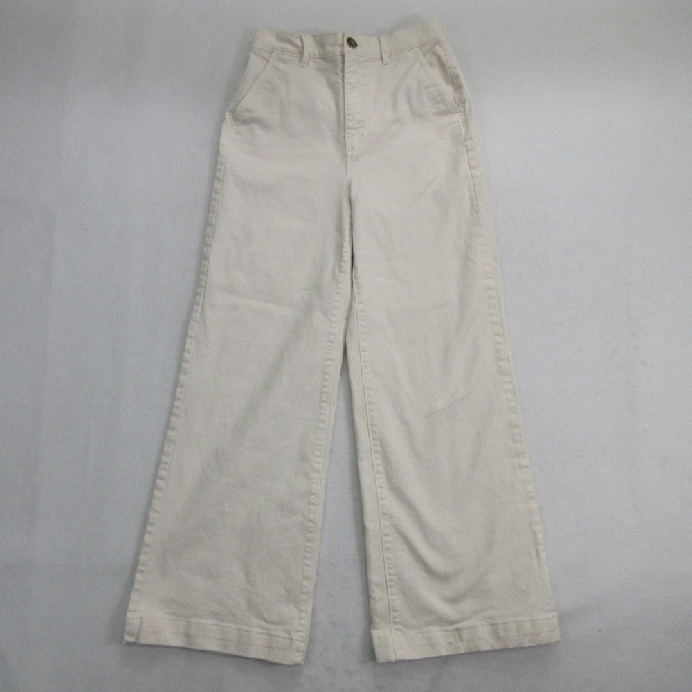 Ann Taylor Women's Pants Size 2 The Trouser Cream Ivory Wide Leg Stretch